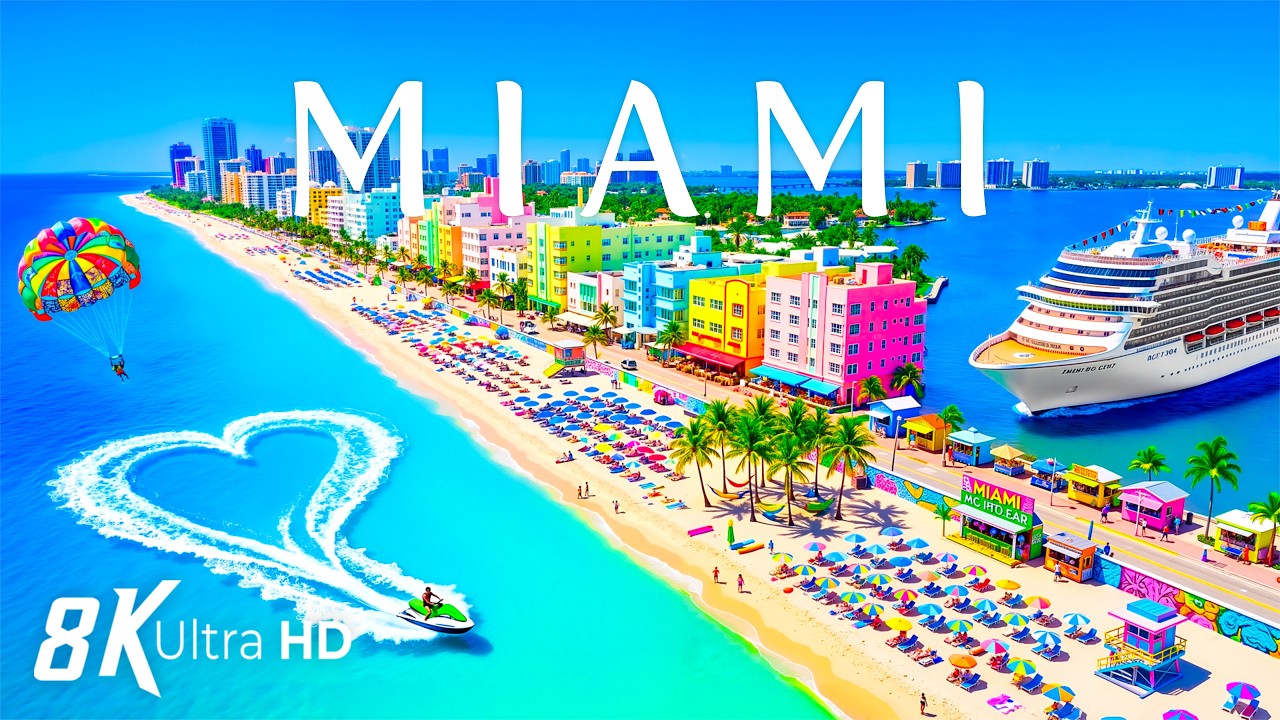 MIAMI 8K Aerial 🇺🇸 🌇 Brickell Skyline, Miami Beach & Atlantic Ocean Paradise ✨
