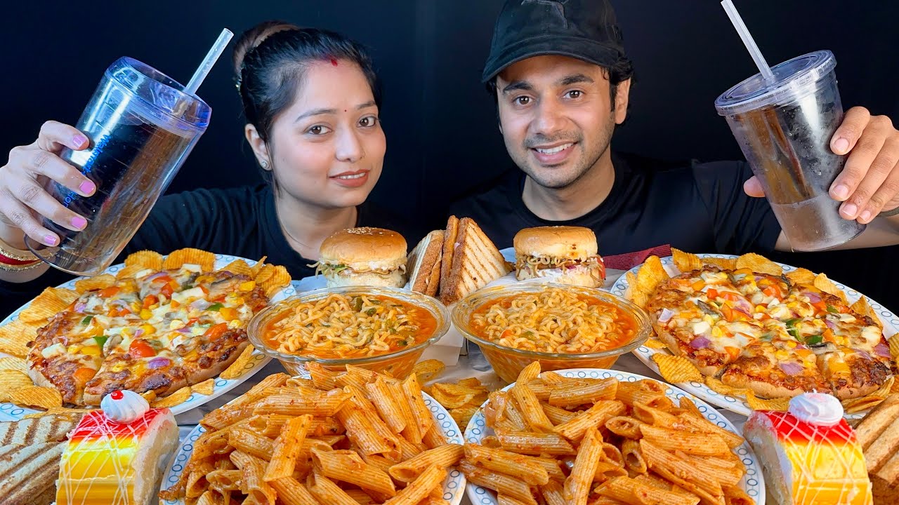 Unlimited Street Food Challenge | Spicy Noodles,  Pizza, Burger, Pasta, Sandwich & Pasties