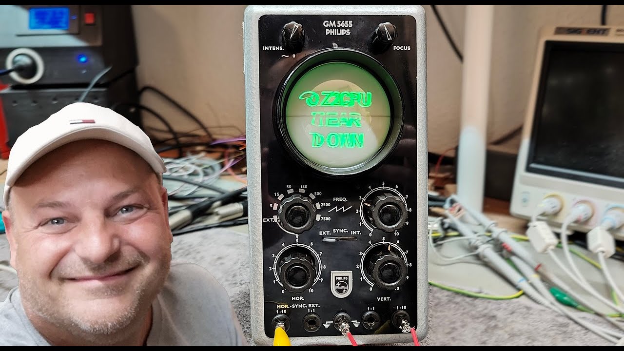Philips GM5655/4 oscilloscope 1ch 100KHz 1960 test teardown