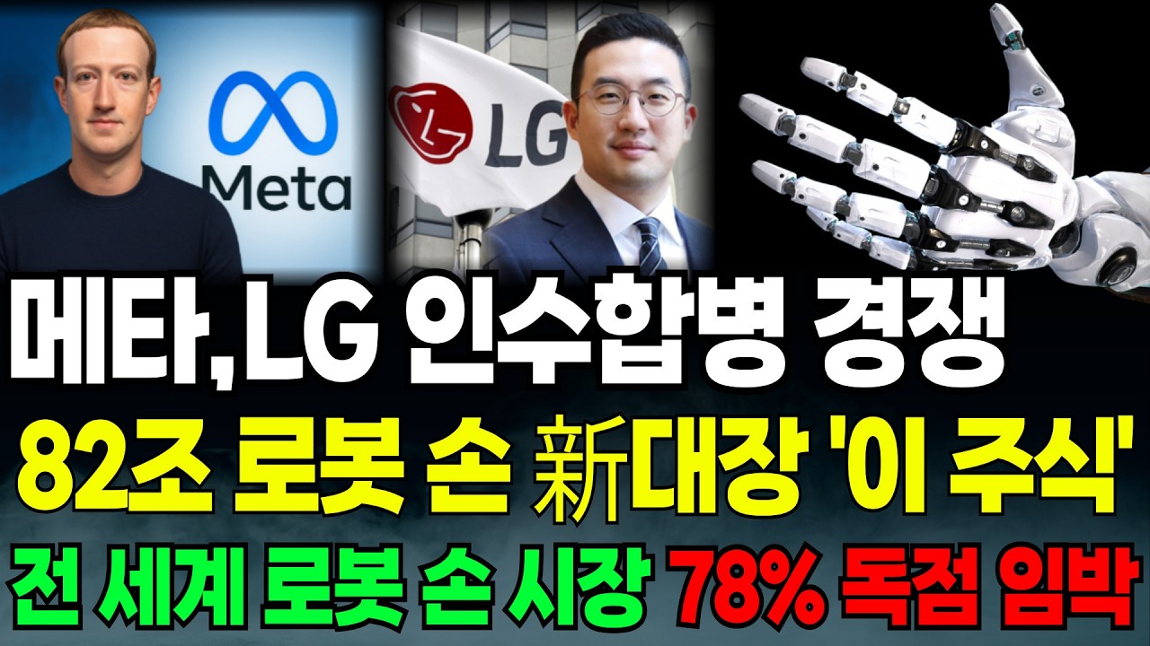 [긴급속보]🚨메타, LG 인수합병 경쟁.822조 로봇 손 新대장 '이 주식' 전 세계 로봇 손 시장 78% 독점 임박! 말도 안되게 올라갈 겁니다  로보티즈 레인보우로보틱스 급등주