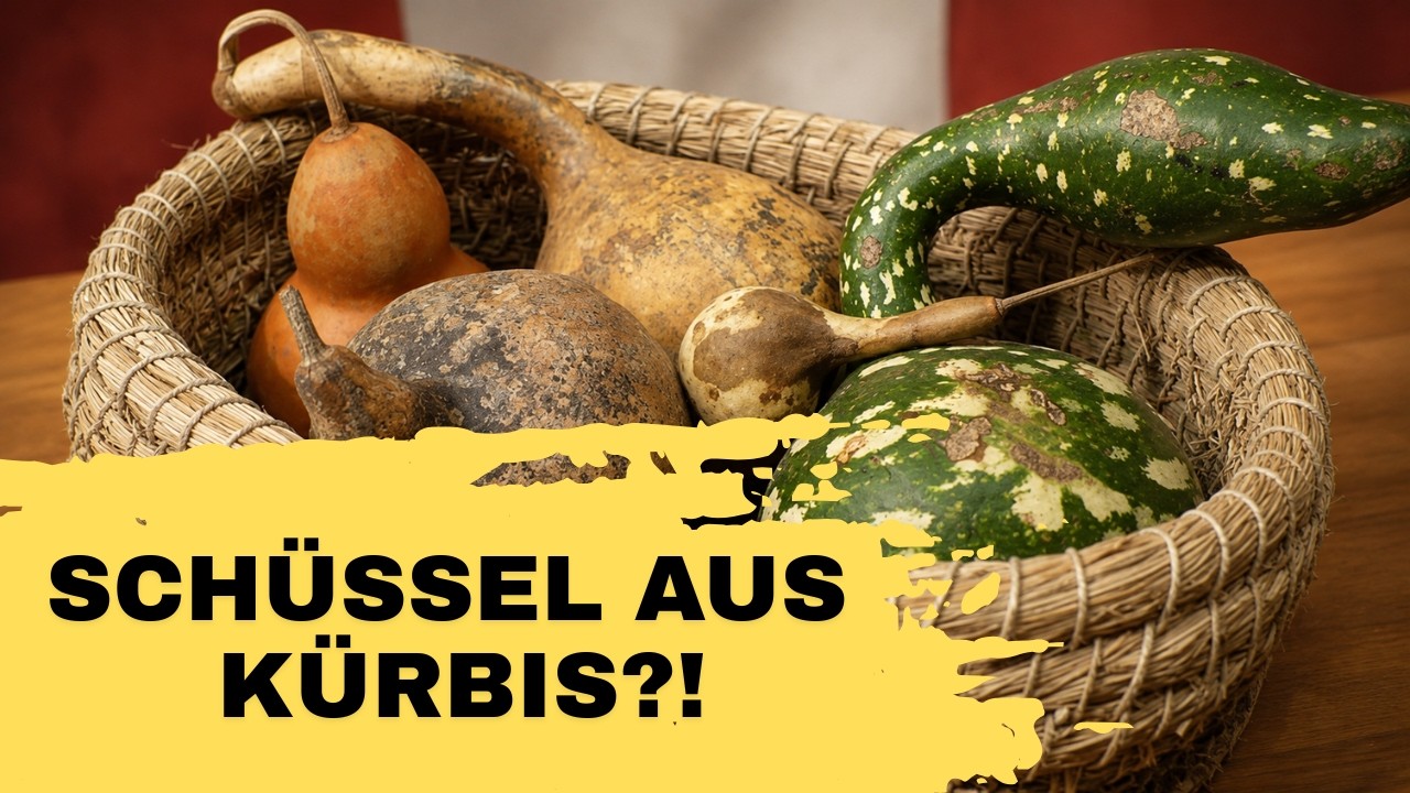 Selbstversorger Garten: Kalebassen Kürbis bearbeiten: Schüssel, Trichter #selbstversorgung #garten