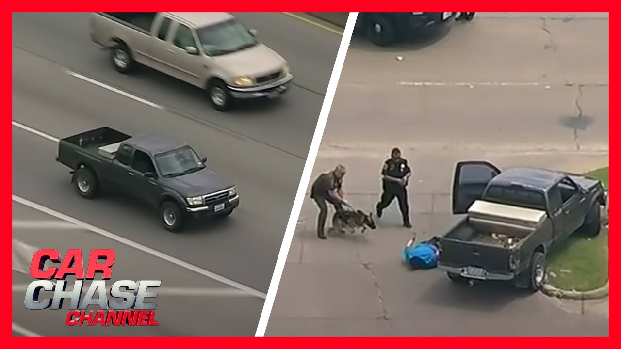 FULL POLICE CHASE: Dozens of police cars chase suspect, ending at a Burger King | Car Chase Channel