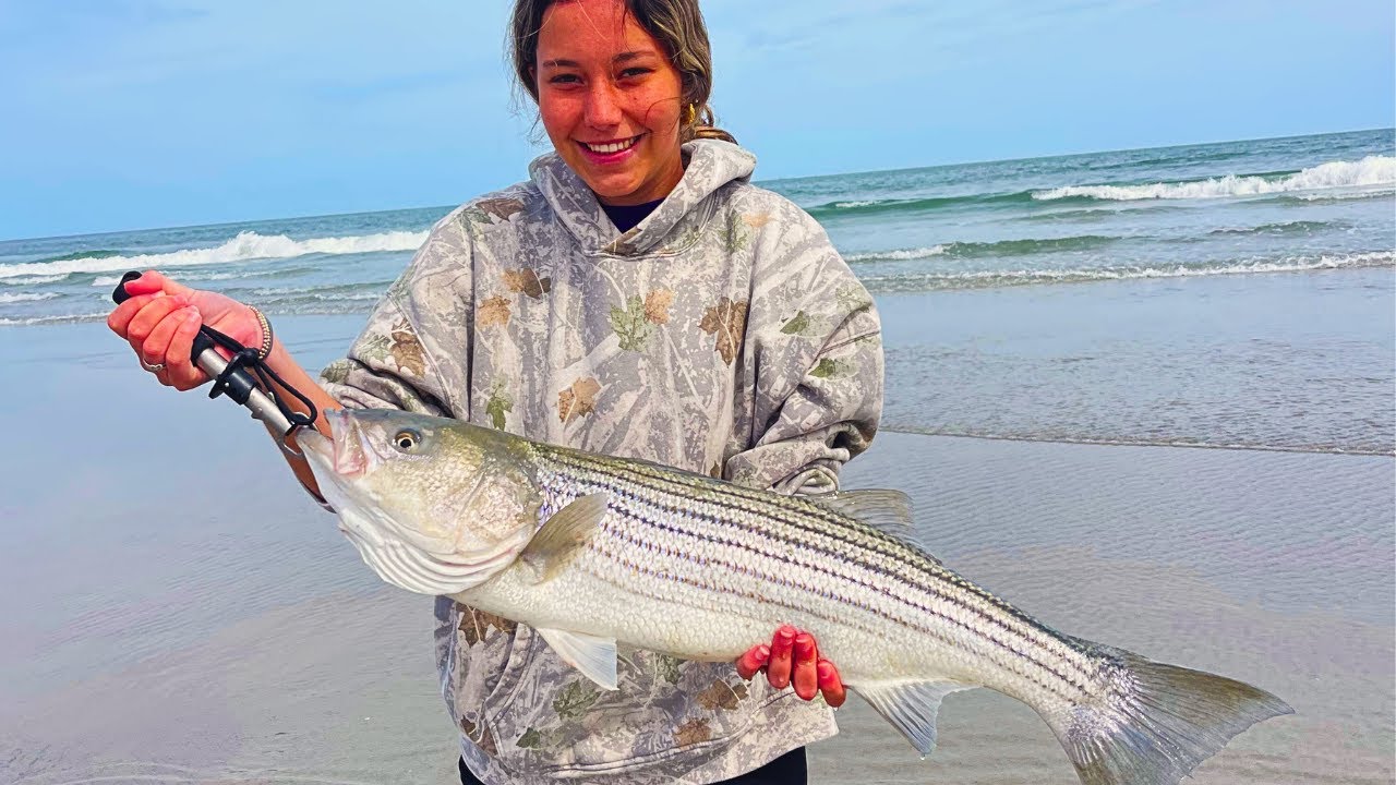SURF FISHING for STRIPED BASS in Cape May County, NJ