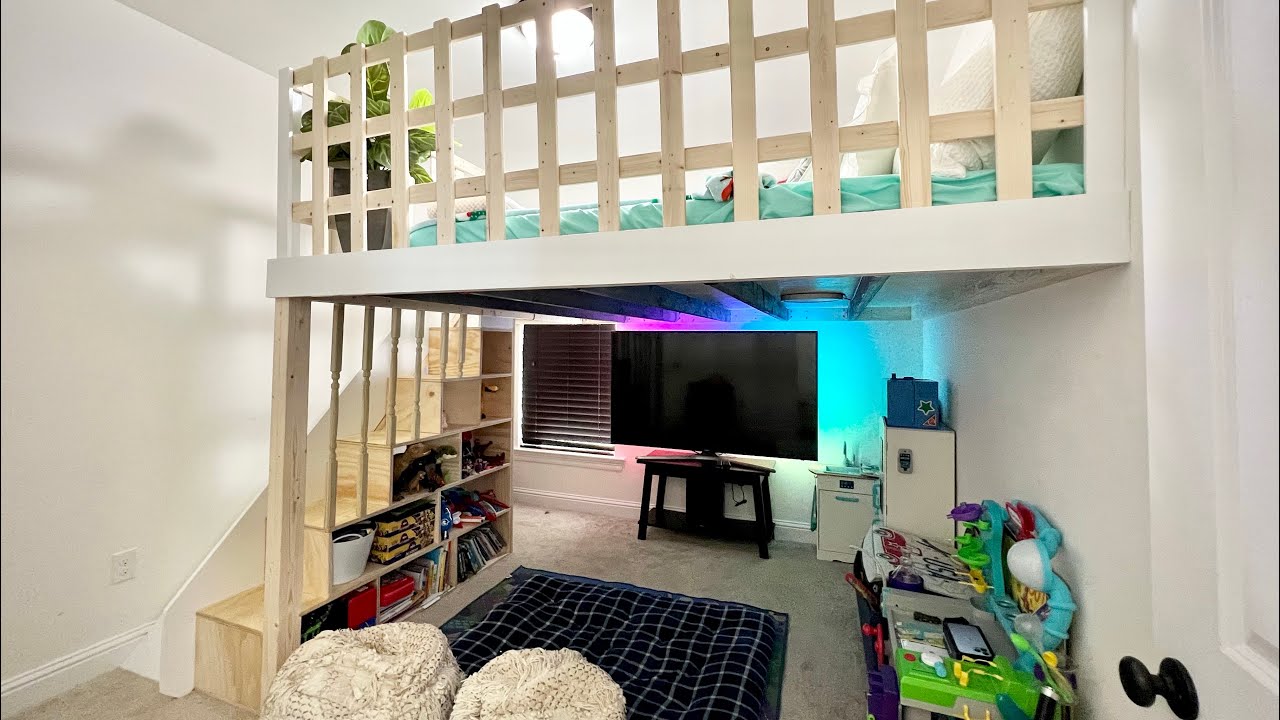 Easy DIY Bunk Bed With Slides + 2nd ROOM