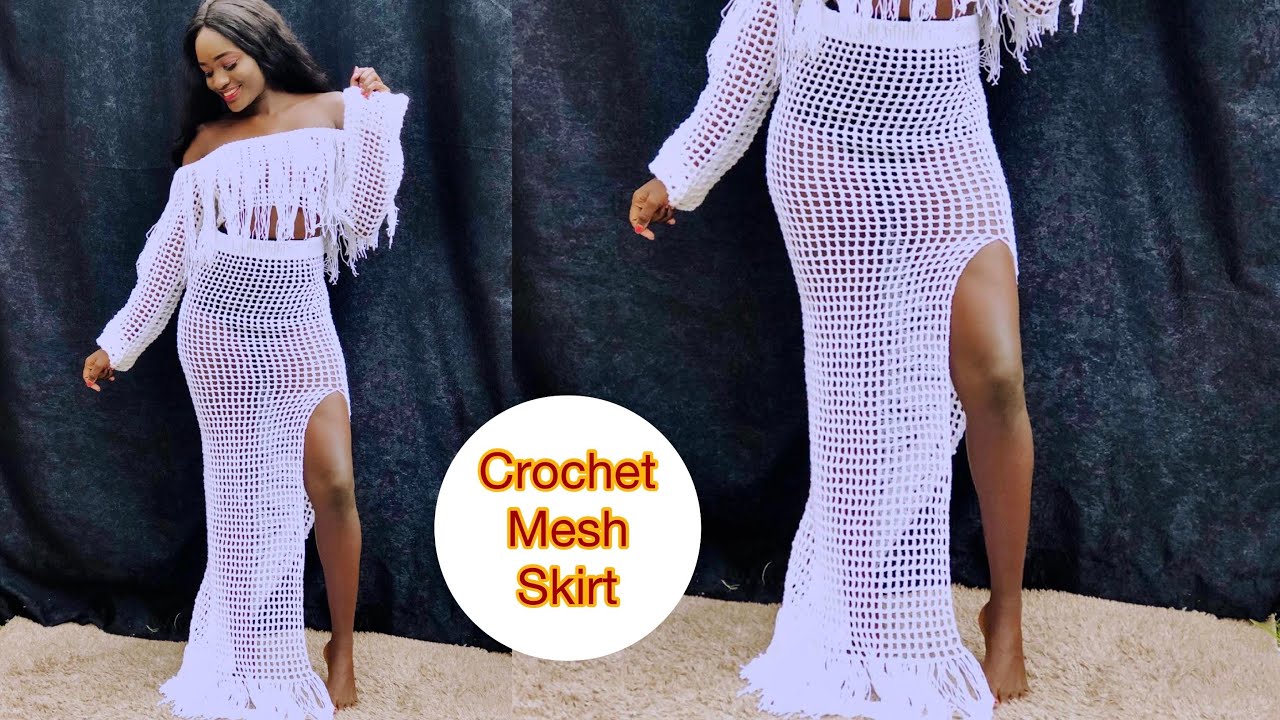 Crochet Maxi Mesh Skirt with Tassel Fringe