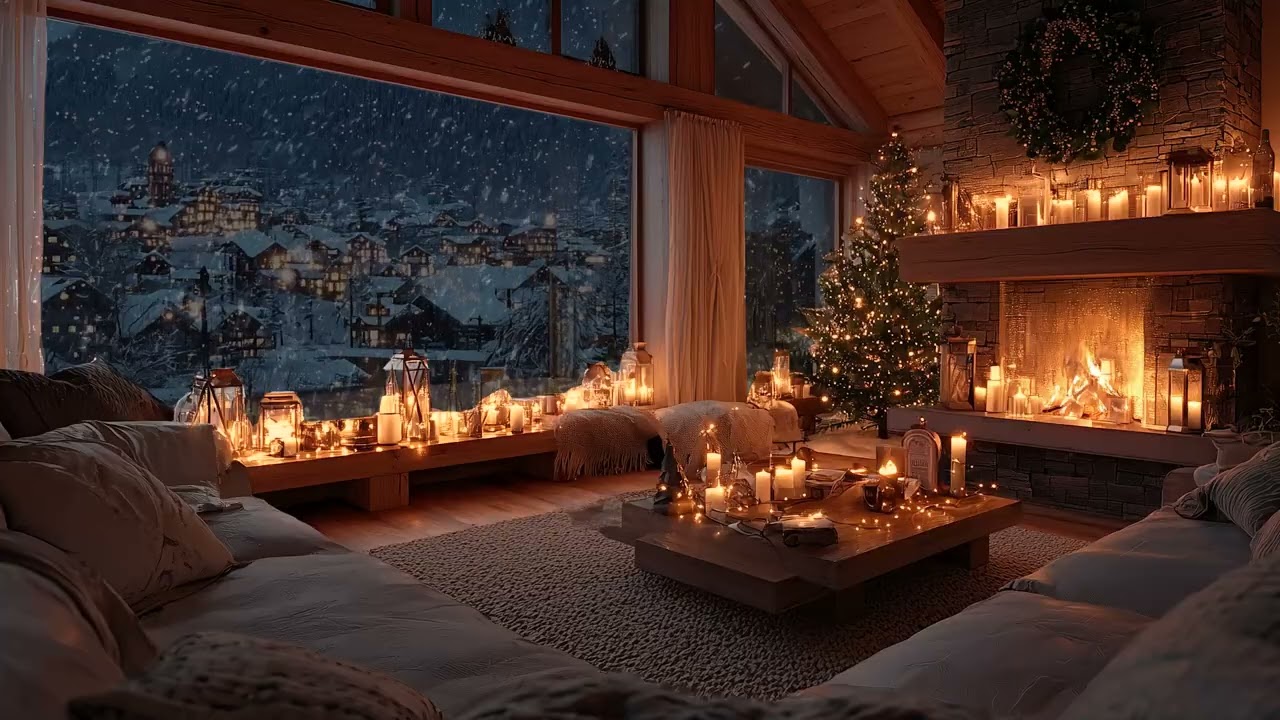 Warm Christmas Glow – Peaceful Piano & Crackling Fire Sounds for Sweet Dreams.