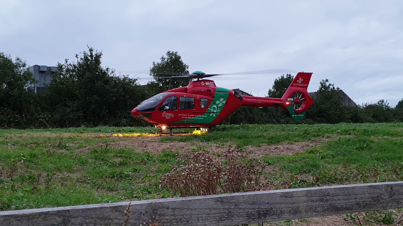 EC135 Welsh air ambulance Engine start and take off 12/09/21 Bridgend