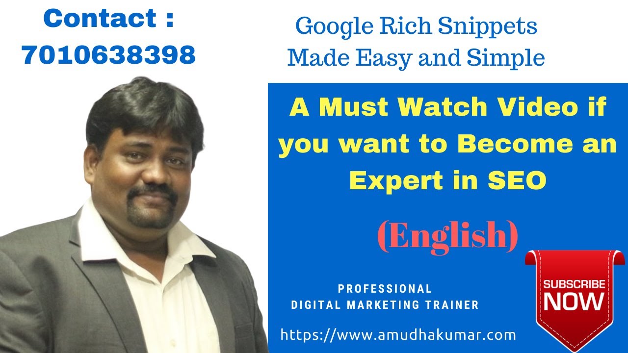 Google Rich Snippets Tutorial | Schema Markup Tutorial | Amudha kumar