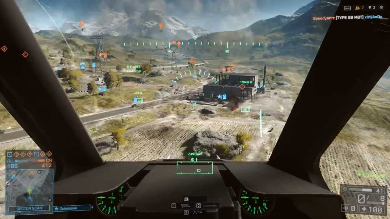 Battlefield 4 Attack Helicopter Gameplay - TV Missile - Zuni Rockets