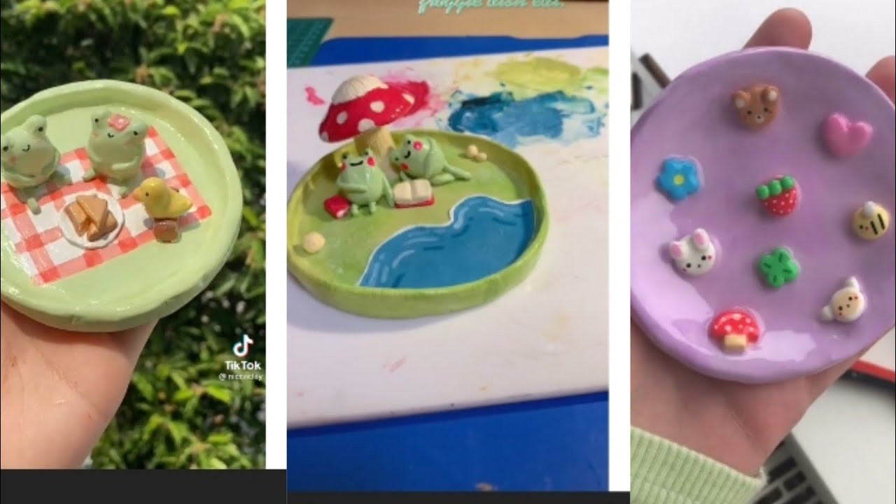 ✨Figuras de arcilla de ranitas🐸🌸 clay dishes lost of froggies