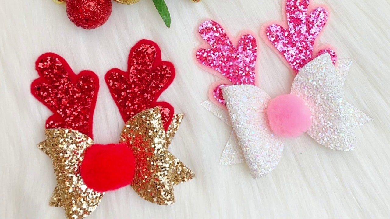 Christmas Reindeer Antlers Hair Bow // Christmas Hair Clip // How To Make Hair Bows || Miss O Crafts