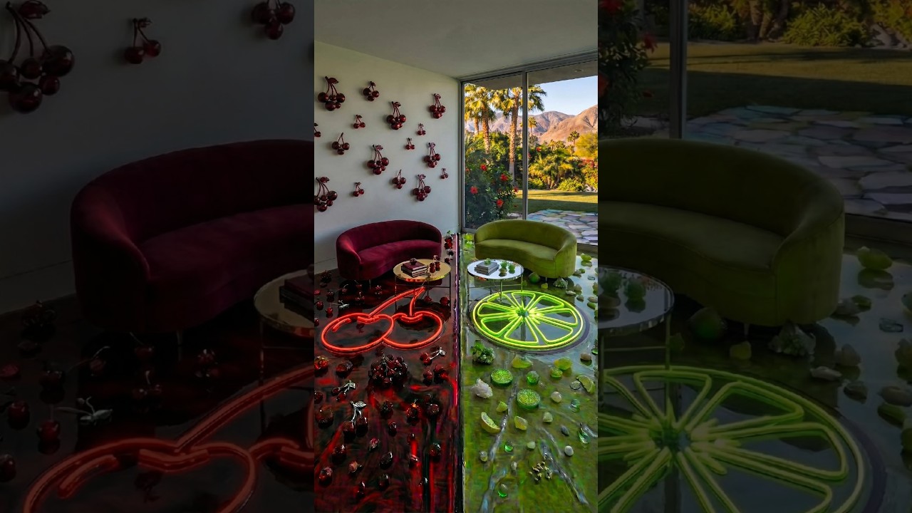 THIS SPLIT FLOOR IS EXOTIC! 🍒 Cherry vs. Lemon Luxury Epoxy Floor 🍋✨ #epoxy #epoxyfloor #diy