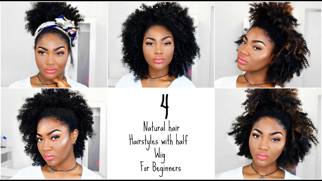 4 Natural Hair Hairstyles | Afro Half Wig for Beginners  | Outre Big Beautiful Hair Half Wigs