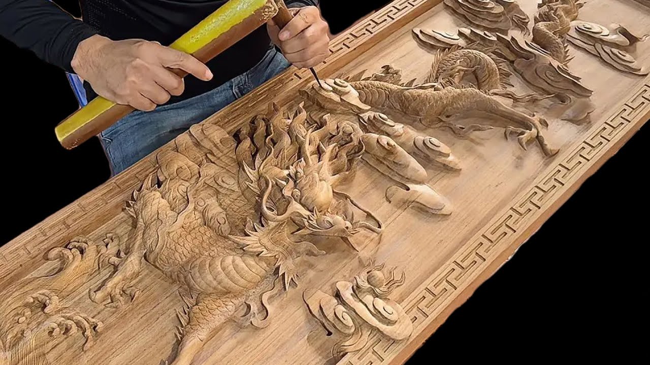 I Carved a Dragon Picture From a Piece of Wood, Wood Carving Dragon Art