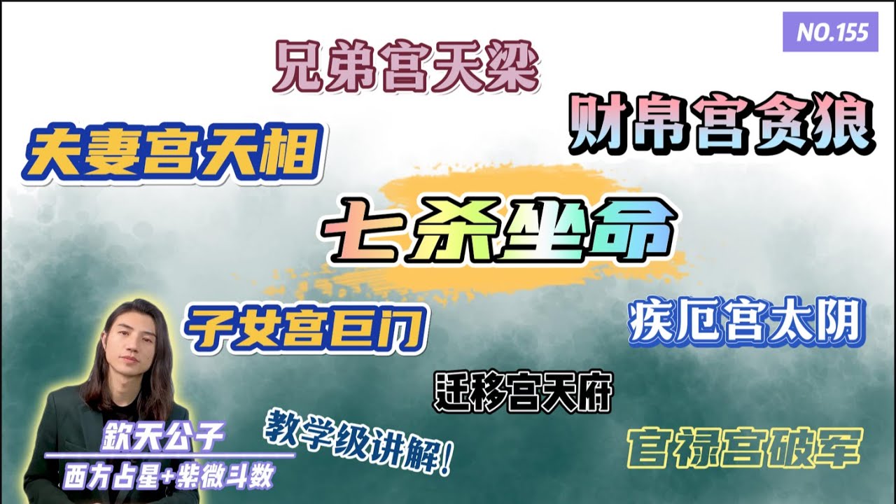 让你一次学个够！「七杀坐命之人」夫妻宫天相！财帛宫贪狼！子女宫巨门！兄弟宫天梁！官禄宫破军！迁移宫天府！疾厄宫太阴！宫位与宫位，星耀与星耀之间的联动关系！