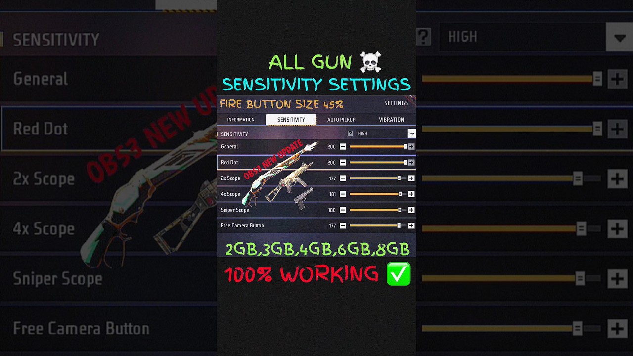 Free Fire Ob53 Update 4Gb Ram Auto Headshot Sensitivity Setting ⚙️| 200 Sensitivity Settings In 2026