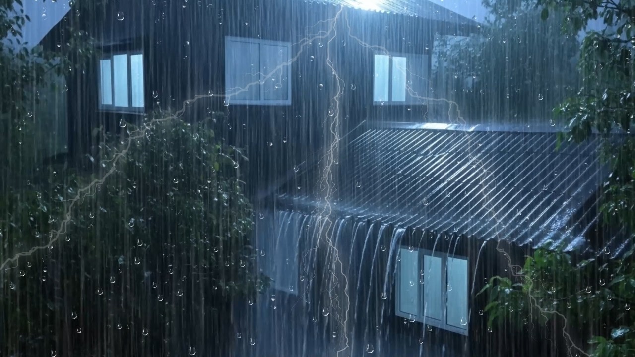 Late Night Rainstorm Audio ⚡ | Stress Relief Soundscape