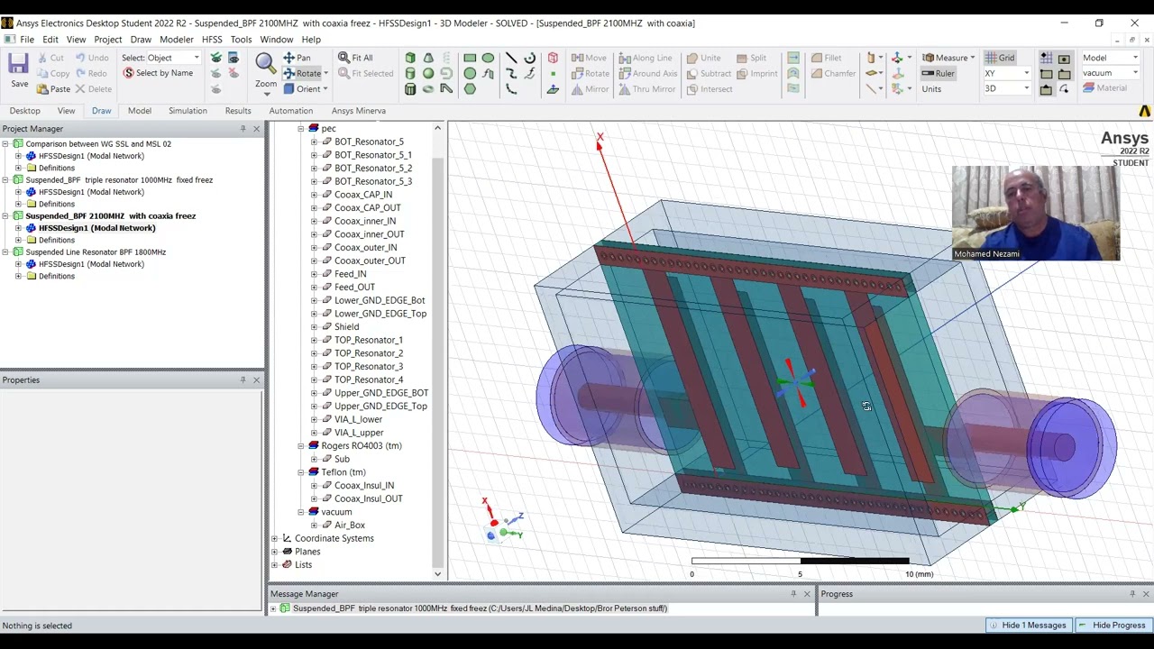 Design and 3D Modeling of Suspended Strip Line Filters.