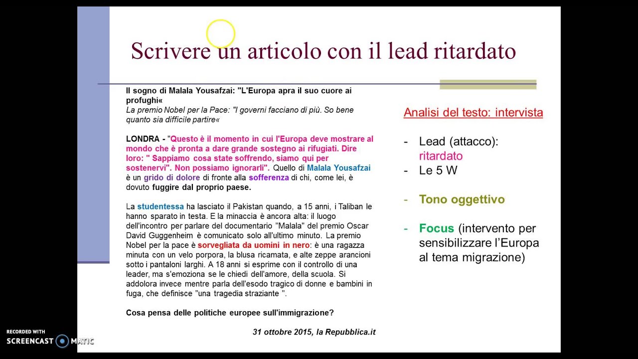 Scrivere un articolo di cronaca