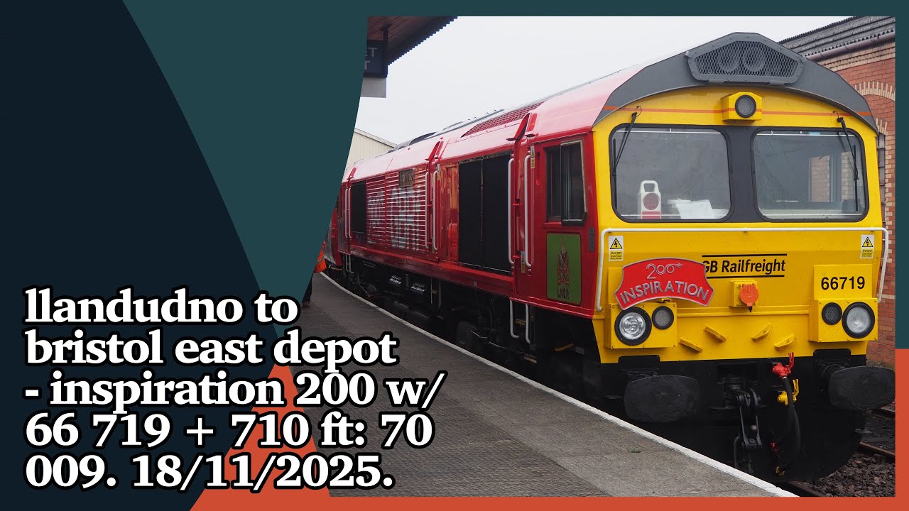 llandudno to Bristol east depot - 'inspiration 200' w/ 66 719 + 710 ft: FL 70 009. 18/11/2025. 