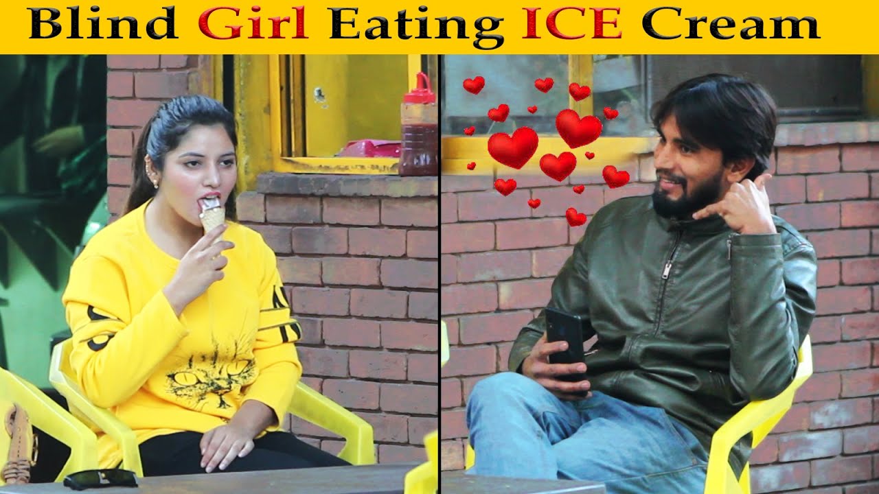 BLIND GIRL EATING ICE CREAM AND FLIRTING WITH BOYS PRANK | Non Scripted Prank