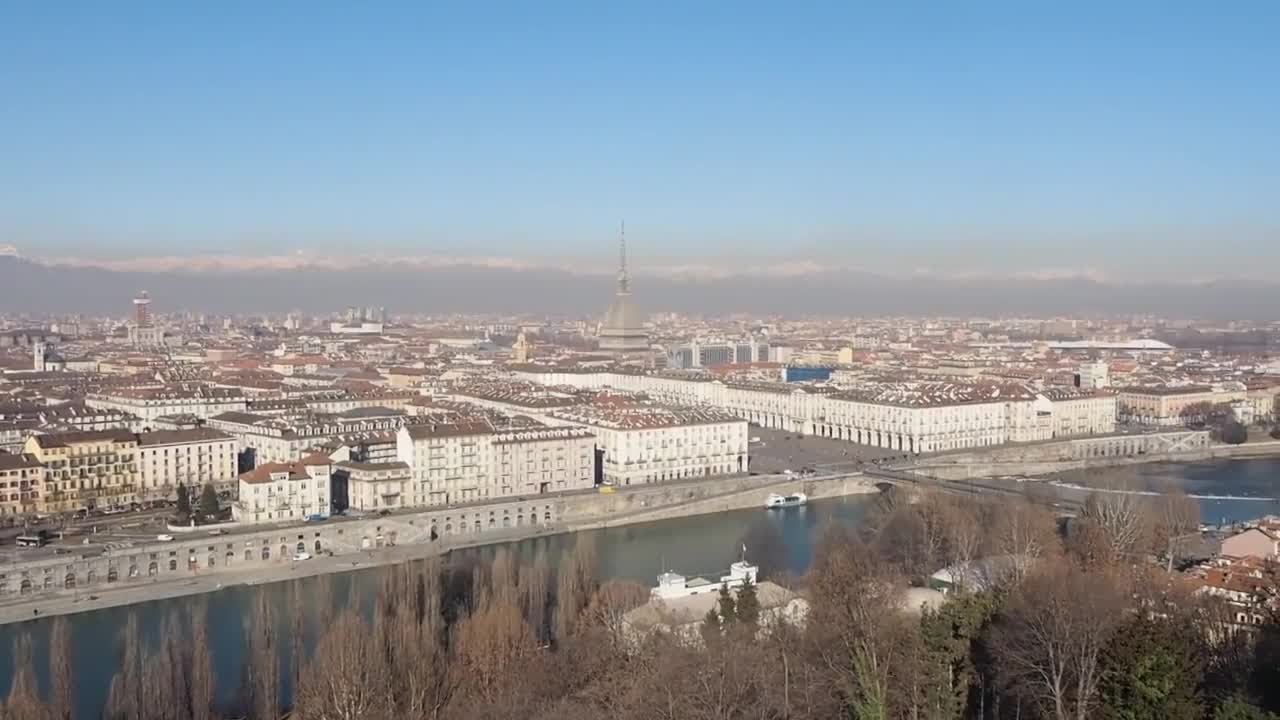 Aerial View Of The City Of Turin Stock Video