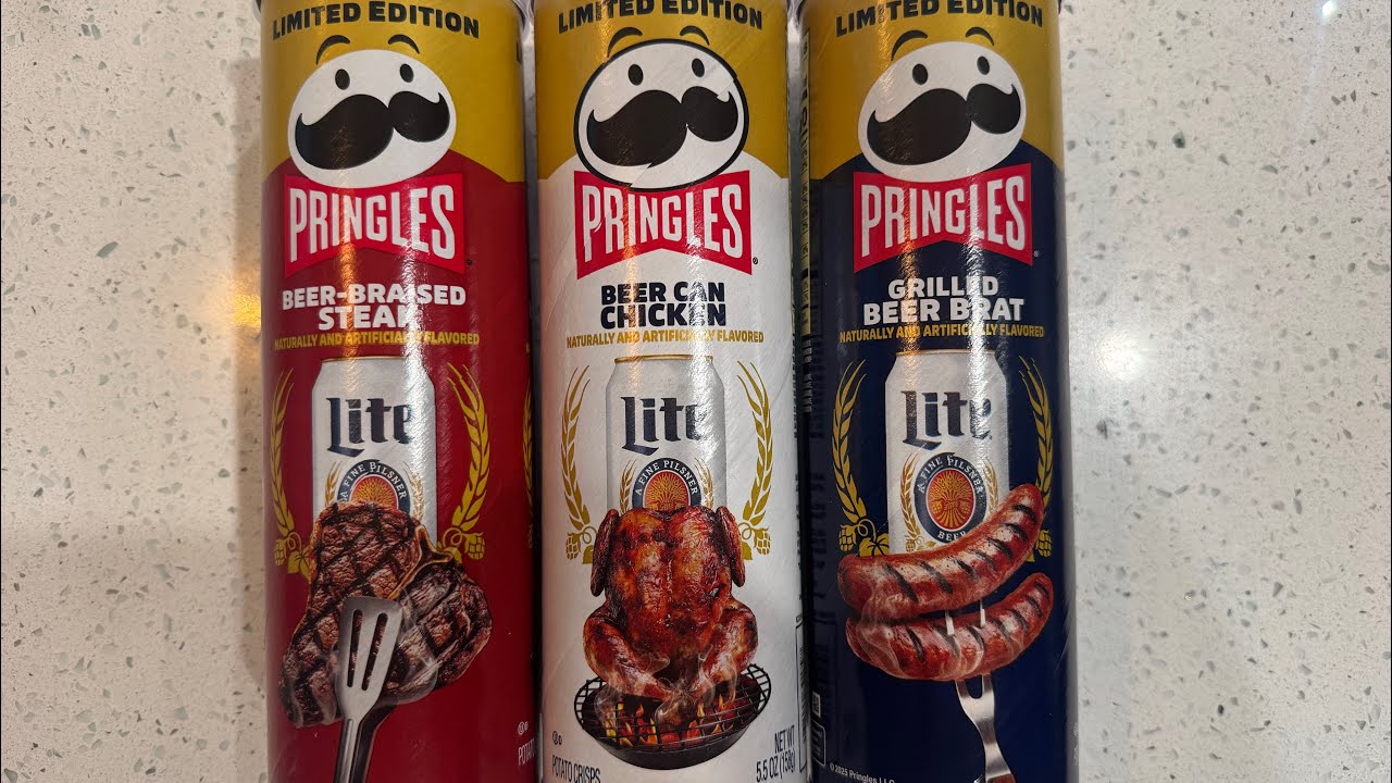 Pringles beer can chicken, grilled beer brat, beer braised steak
