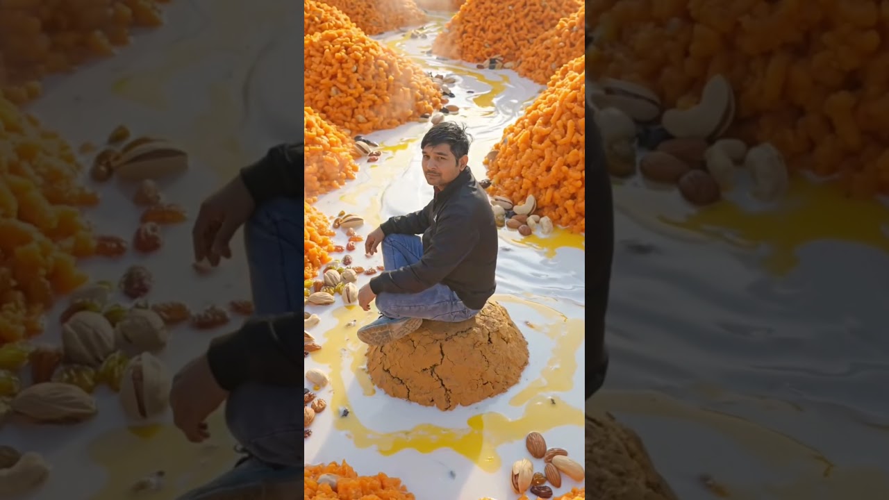 दूध की नदी और गाजर के हलवे की दुनिया | AI Food Fantasy Cinematic Video