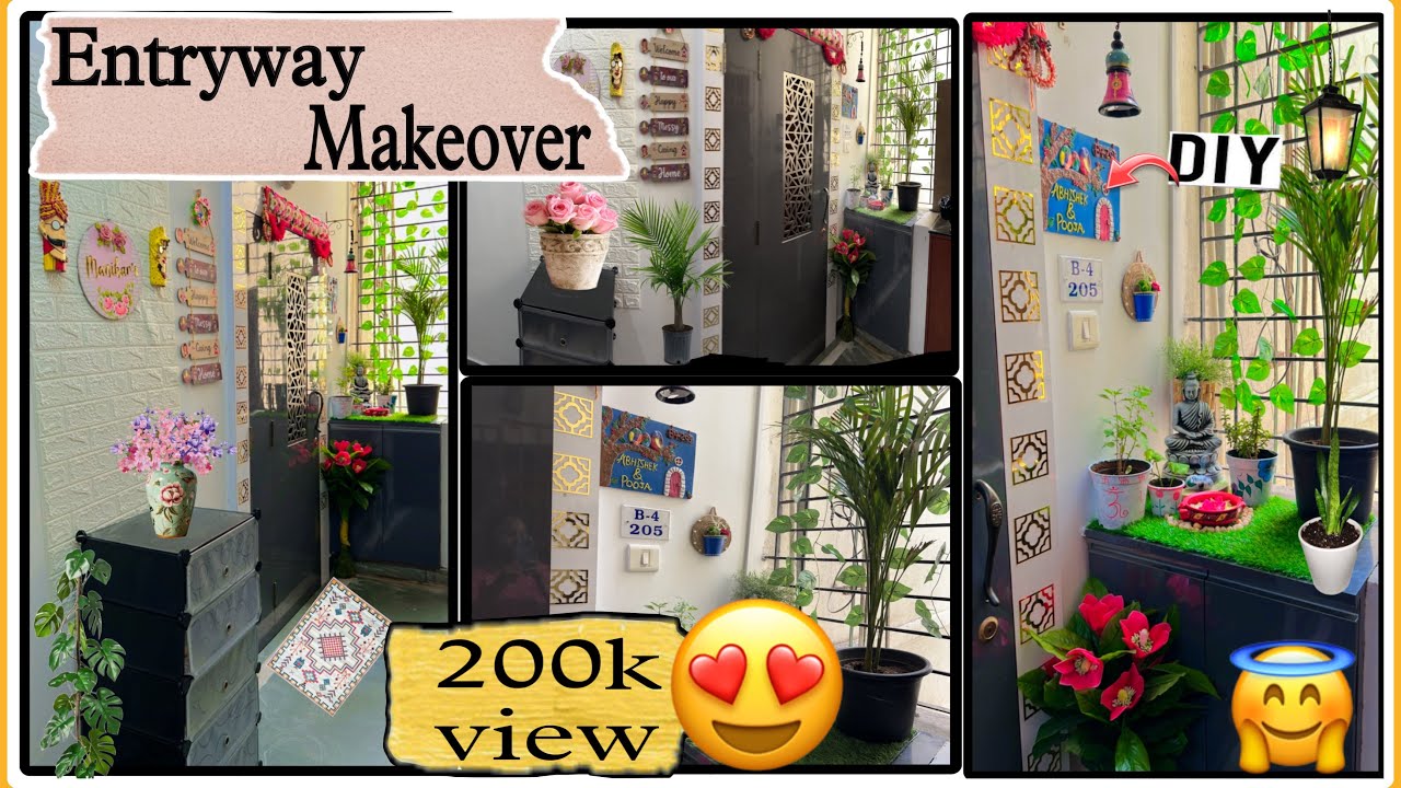 Entryway makeover On a budget | outdoor area makeover | Entryway decor ideas .
