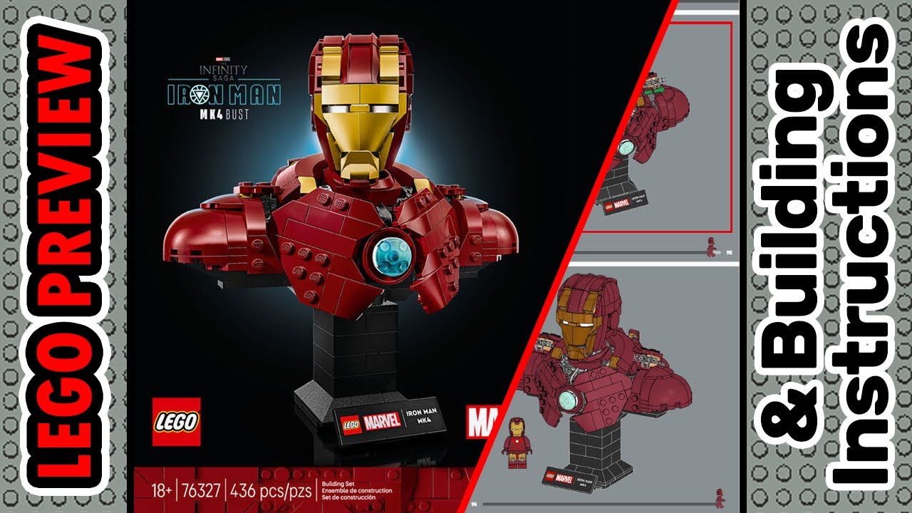 PREVIEW: 76327, LEGO Marvel, Iron Man MK4 Bust & Building Instructions! LEGO 2025