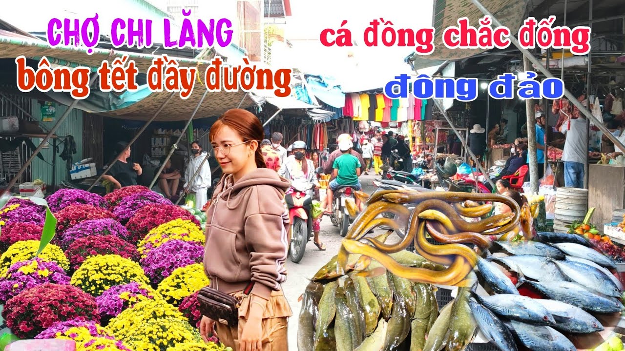 Quá đông vui ngày cận Tết CHỢ CHI LĂNG đông đảo bông tết đầy đường mê cá đồng chắc đống đống
