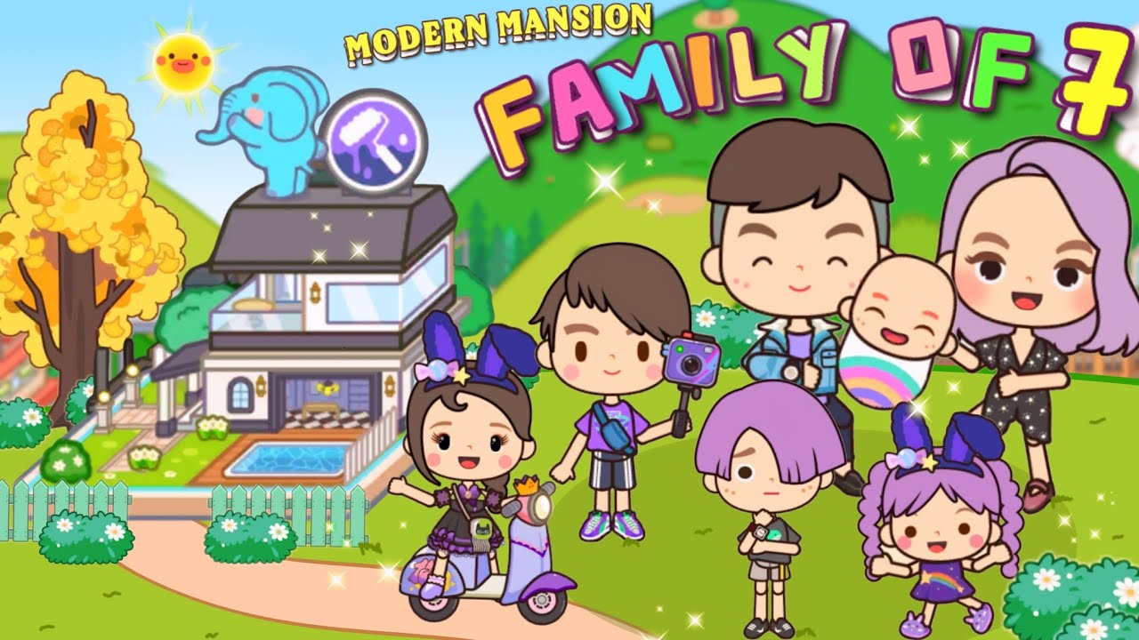 Miga World NEW UPDATE MODERN MANSION DECORATIONS FAMILY OF 7🏡👨‍👧‍👧NEW FURNITURE| Miga town |tocaboca