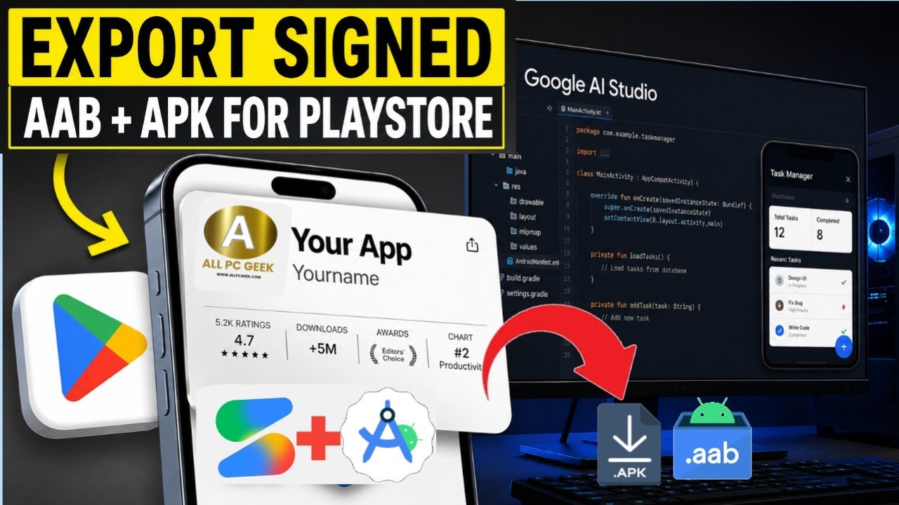 How To Export Google AI Studio App APK & AAB For Play Store ⭐ (Android Studio Tutorial)