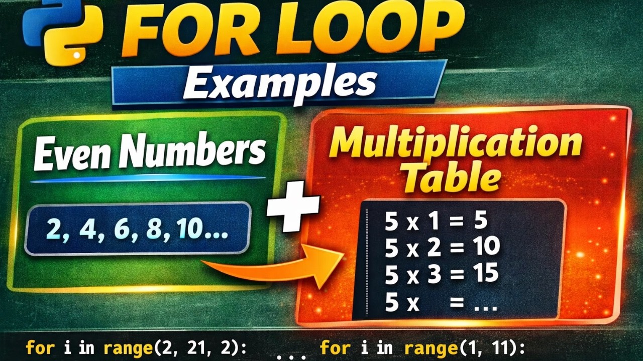 Python for Loop Examples | Even Numbers & Multiplication Table | Python Beginner Series – Day 13
