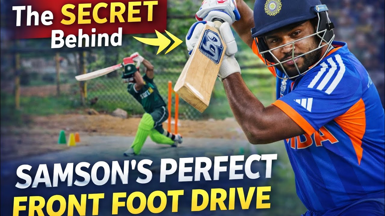 The Secret Behind Sanju Samson’s Perfect Front Foot Drive. Watch this. @espn @cricbuzz 