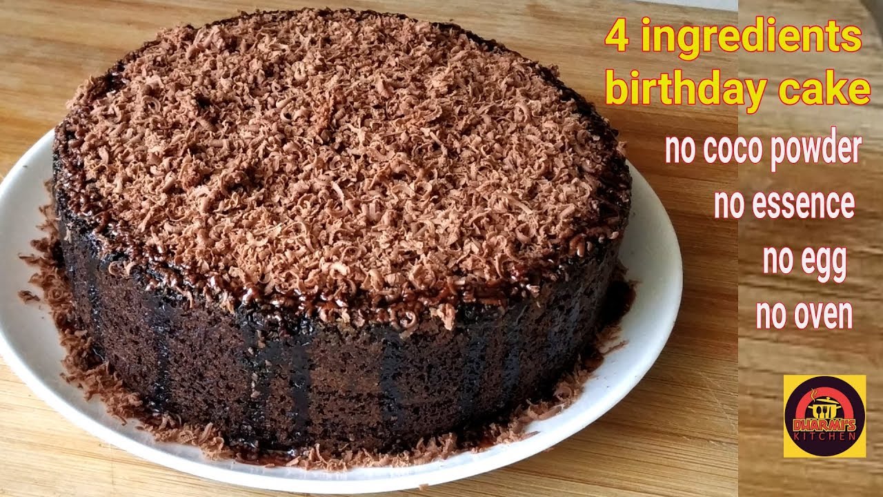 Birthday cake in lockdown with only 4 easy ingredients. chocolate cake without coco powder, essence.
