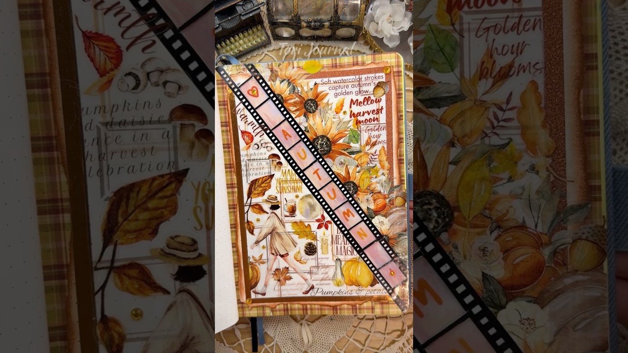 ASMR Autumn spread🍁🍂🤎🥮🎃✨|#asmr #journal #scrapbooking #art #diy #fypシ #fall #autumn #journaling