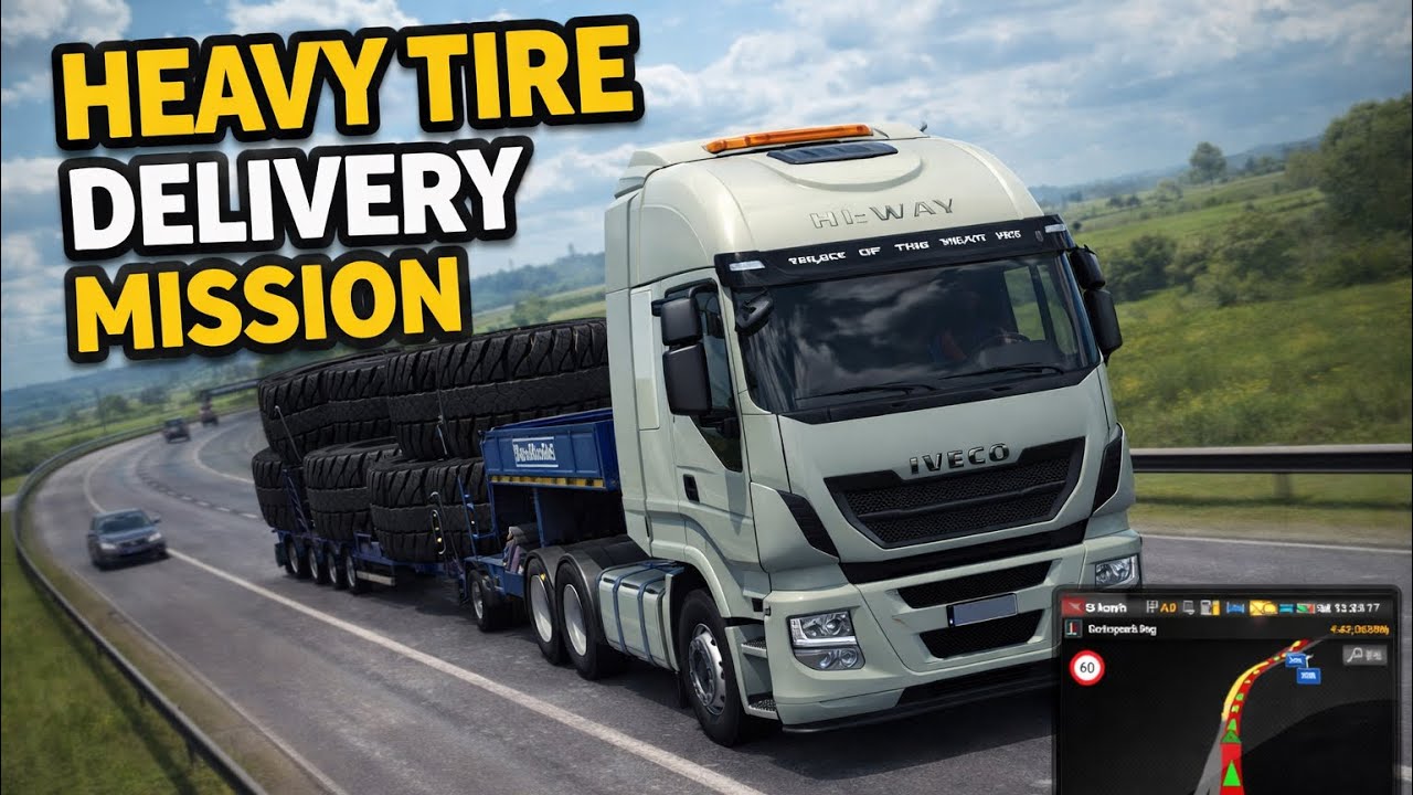 Heavy Tire Delivery Mission 🚛 Euro Truck Simulator 2026 Live Gameplay Extreme Heavy Cargo Challenge