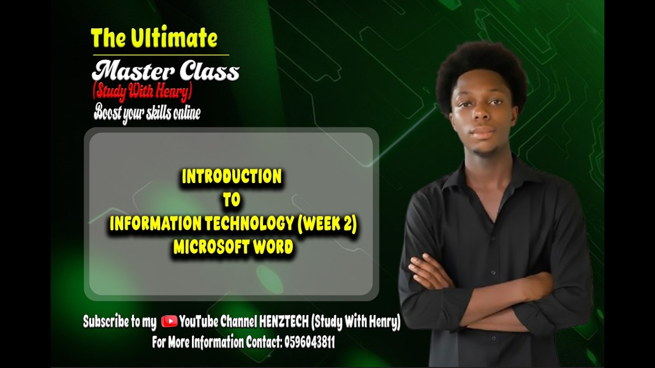 INTRODUCTION TO INFORMATION TECHNOLOGY WEEK2. MICROSOFT WORD