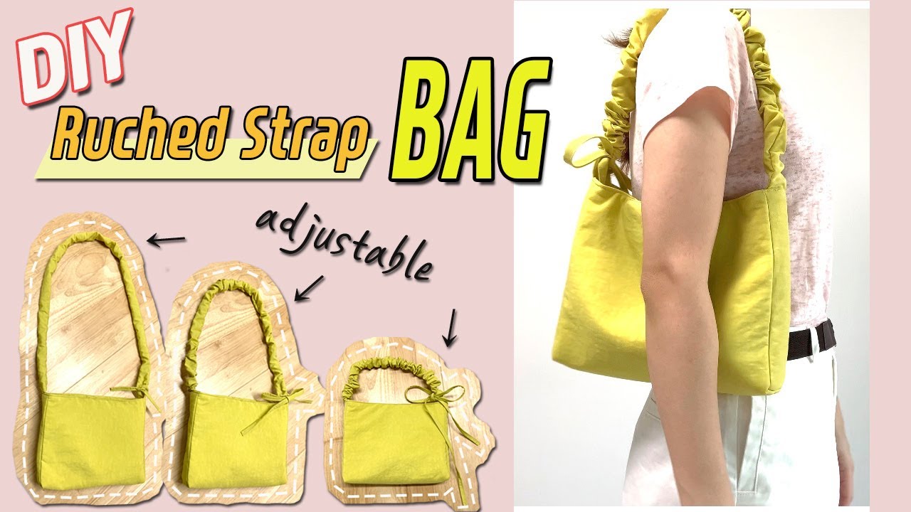 DIY Shirred Strap BAG / Adjustable Strap Bag / Ruched Bag/ Wrinkled Bag / From Fabric Straps /