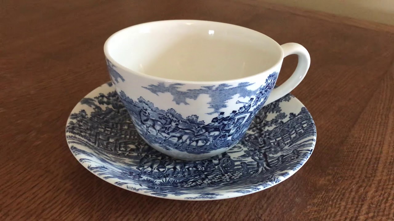 Myott Sons & Co vintage blue and white Staffordshire breakfast cup