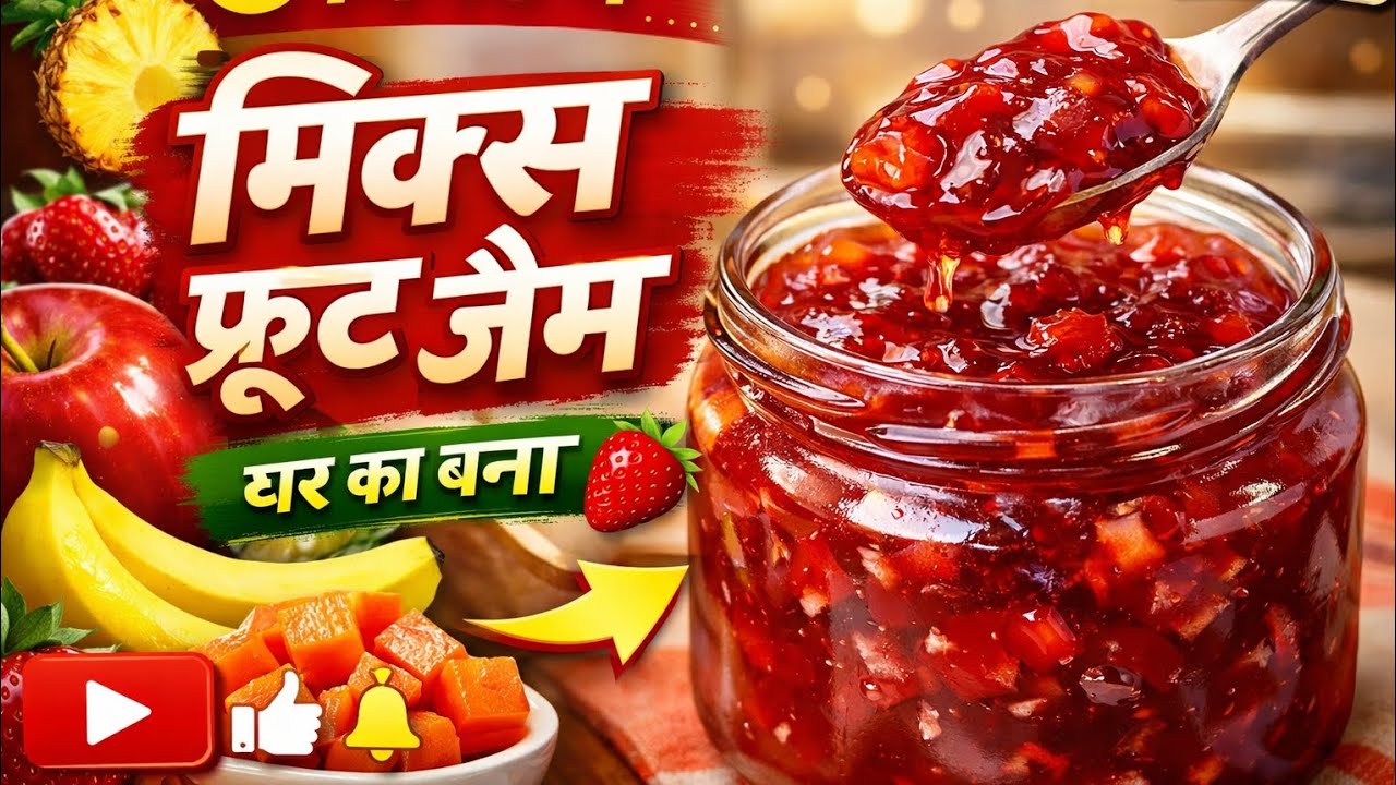 बिना प्रिज़र्वेटिव का मिक्स फ्रूट जैम | Easy Homemade Fruit Jam Recipe 🍓✨