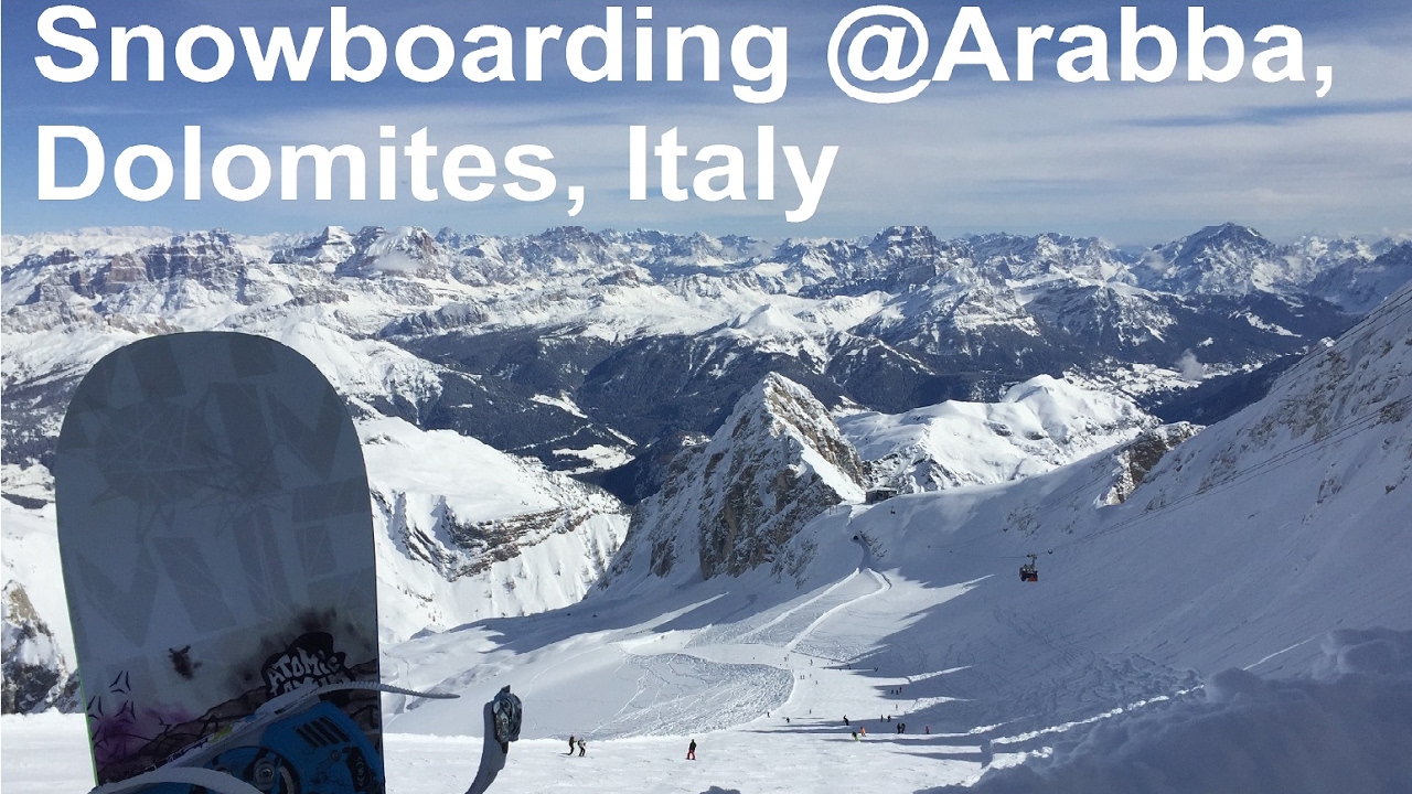 In the clouds, snowboarding at Arabba ski resort, Dolomites, Italy