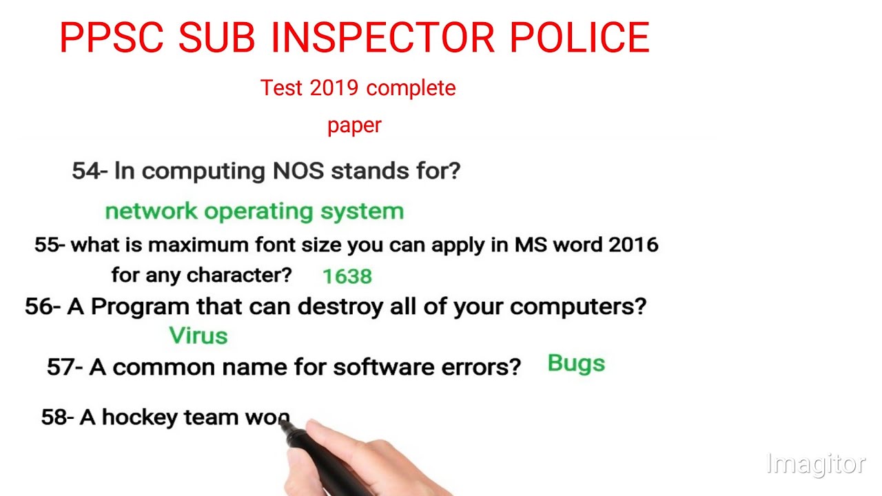 PPSC SUB INSPECTOR COMPLETE PAPER 2019 WITH CORRECT ANSWERS 