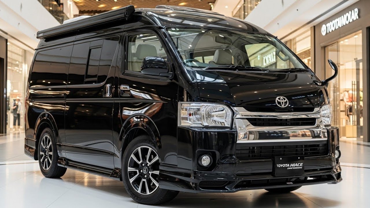 2026 Toyota HiAce Camper Van 4x4 Full Tour | Rugged Black Motorhome with Solar & Bed Setup