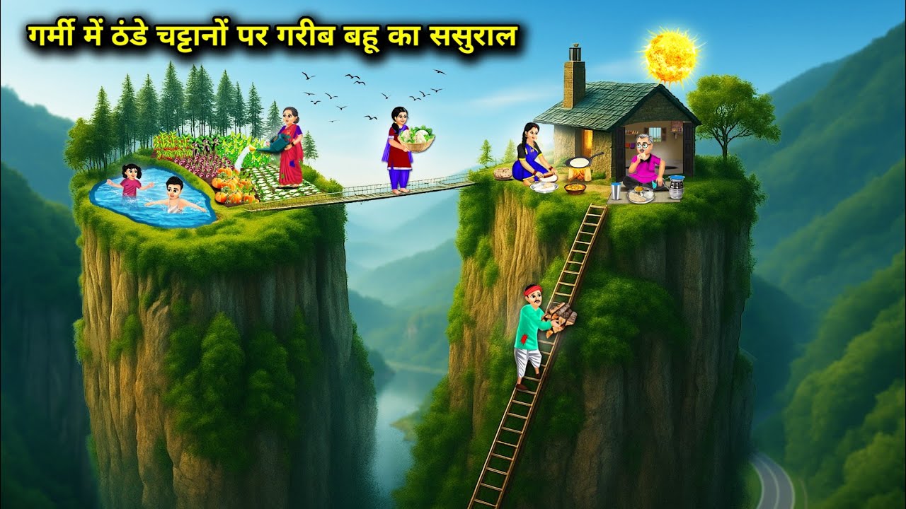 गर्मी में ठंडे चट्टानों पर गरीब बहू का ससुराल || Poor Daughter -In -Law Cold Summer || Cartoon Video