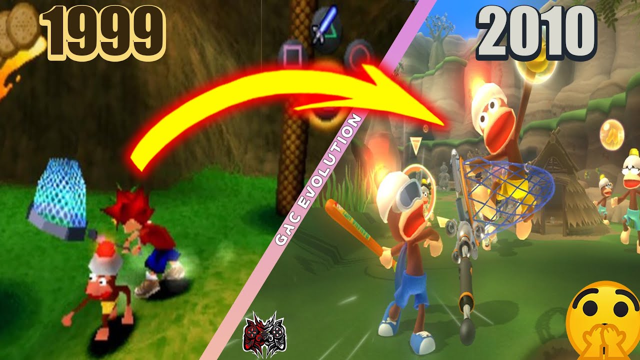 Evolution of Ape Escape 1999 [[VS]] PlayStation Move Ape Escape 2010 Games Short Time