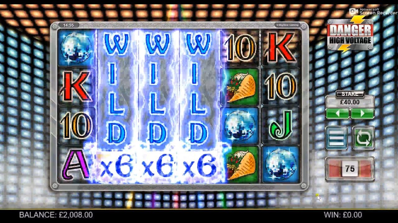 Danger High Voltage Big Win &pound;40 Spins 3x6 Wilds Roll in