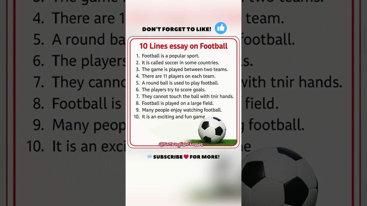 10 Lines Essay on Football | Essay on Football 10 Lines | 10 Lines Essay on Football Game