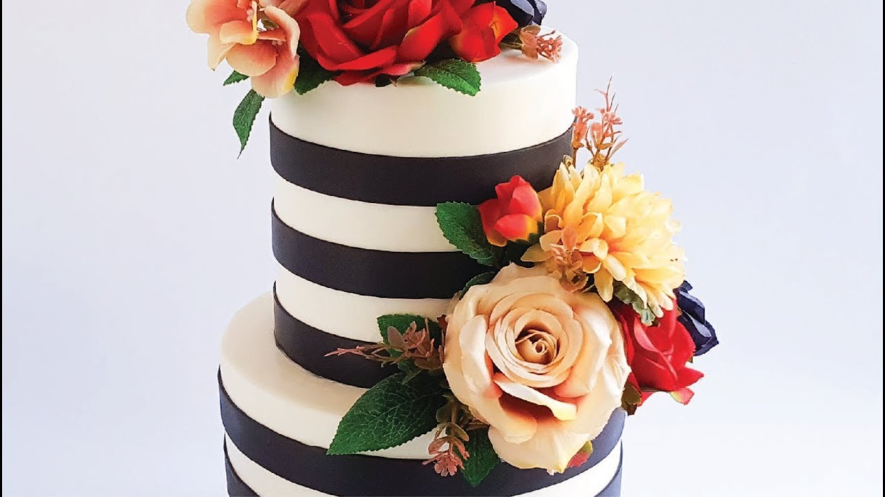 STRIPED RETRO Wedding CAKE Tutorial- Rosie's Dessert Spot